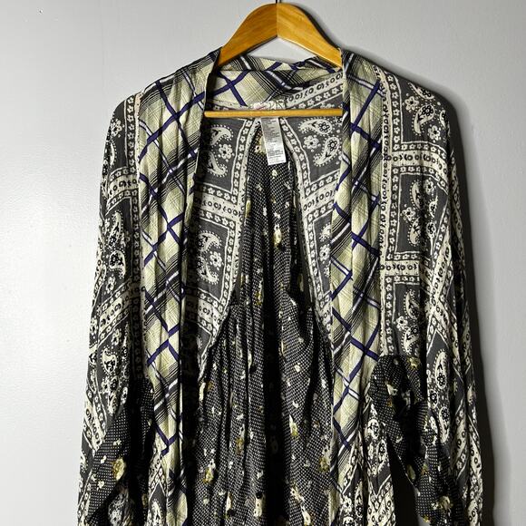 Free People American Pie Kimono Patchwork Duster Women's One Size Hippie Boho - Picture 4 of 10